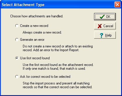 Select Attachment Type dialogue box