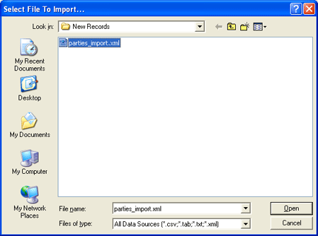 Select File To Import